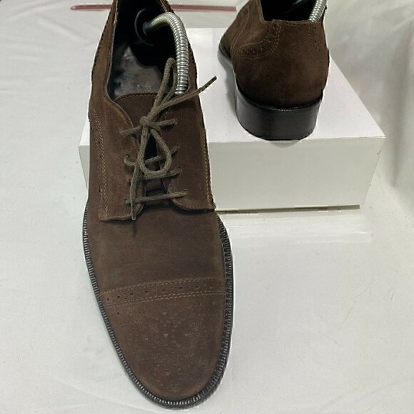 Mario Fagni Mens Brown Leather Round Toe Lace Up Oxford Dress Shoes Size 7.5 - Picture 3 of 9